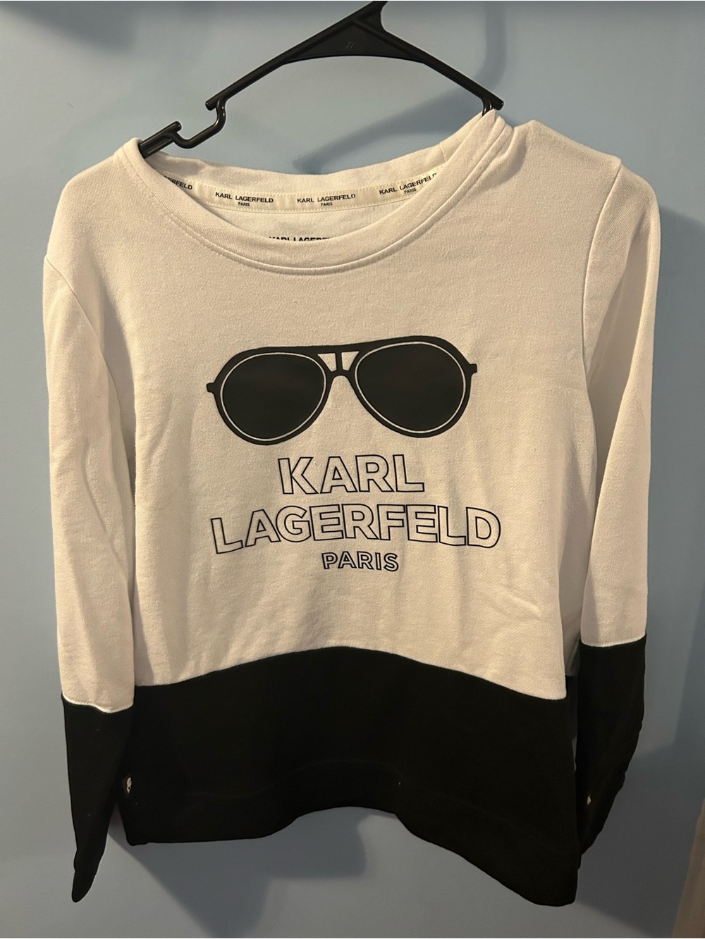 Karl Lagerfeld White Sweatshirt with Black Sunglasses Graphic
